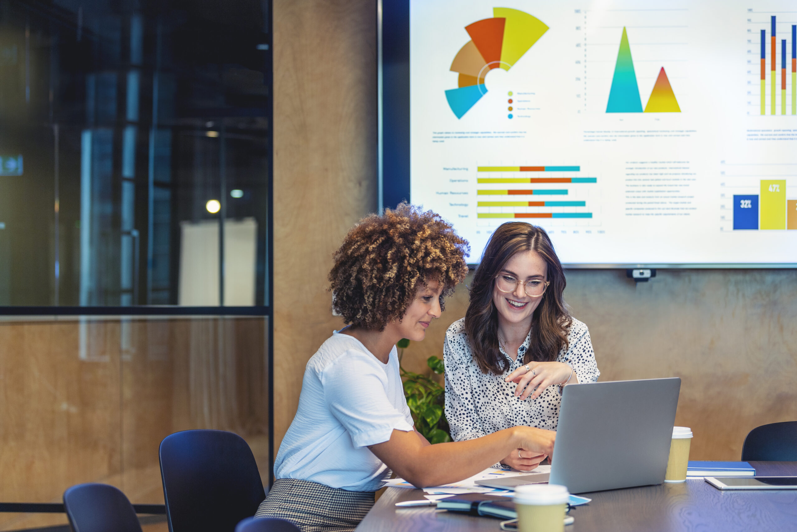 Two accountants sit behind a laptop. They meet to discuss why you need a CFO.